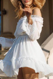 Fashion Casual Solid Split Joint Off the Shoulder A Line Dresses