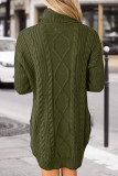 Fashion Casual Solid Split Joint Turtleneck Long Sleeve Dress Dresses