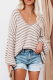Casual Striped Basic V Neck Tops Sweater