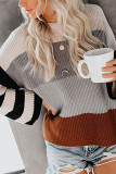 Fashion Casual Striped Split Joint O Neck Tops