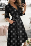 Fashion Street Print Frenulum V Neck A Line Dresses