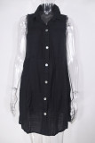 Fashion Casual Solid Split Joint Turndown Collar A Line Dresses