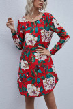 Fashion Casual Print O Neck A Line Dresses