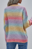 Casual Tie Dye Basic O Neck Tops Sweater