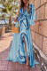 Fashion Street Print Split Joint V Neck Waist Skirt Dresses