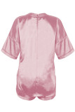 Fashion Living Solid Split Joint O Neck Short Sleeve Two Pieces