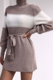 Fashion Casual Patchwork Half A Turtleneck A Line Dresses