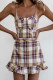 Fashion Street Plaid Frenulum Spaghetti Strap A Line Dresses