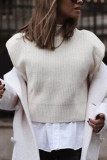 Fashion Casual Solid Split Joint Turtleneck Tops
