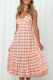 Casual Plaid Patchwork Frenulum Backless Flounce A Line Dresses