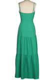 Fashion Casual Solid Frenulum V Neck Sling Dresses