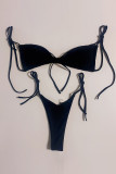 Fashion Simplicity Solid Frenulum Swimwears