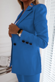 Elegant Solid Split Joint Buttons Turn-back Collar Outerwear
