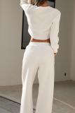 Casual Solid Basic O Neck Long Sleeve Two Pieces