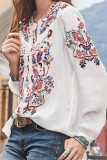 Fashion Street Print Split Joint Mandarin Collar Tops