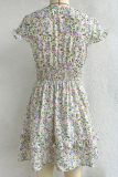 Casual Elegant Floral Flounce Strap Design V Neck Dresses