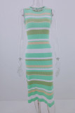 Fashion Street Striped Split Joint O Neck A Line Dresses