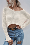 Casual Solid Basic V Neck Tops Sweater