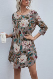 Fashion Casual Print O Neck A Line Dresses