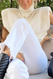 Fashion Casual Solid Split Joint Turtleneck Tops