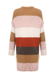 Casual Striped Split Joint Pocket V Neck Tops Sweater