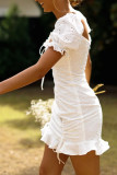 Fashion Sexy Solid Split Joint V Neck A Line Dresses