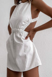 Fashion Casual Solid Backless O Neck A Line Dresses