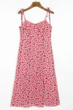 Fashion Casual Print Frenulum Slit Spaghetti Strap Printed Dresses