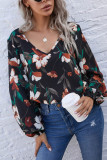 Fashion Casual Print V Neck Tops