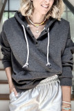 Fashion Casual Solid Split Joint Hooded Collar Tops