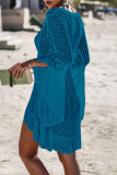 Fashion Vacation Solid Hollowed Out Swimwears Cover Up