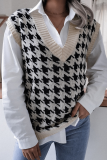 Casual Print Split Joint V Neck Tops