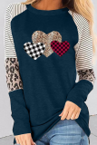 Casual Print Split Joint O Neck Tops