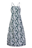 Fashion Casual Print Slit Spaghetti Strap A Line Dresses