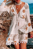 Fashion Sweet Print Tassel V Neck Dresses