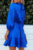 Fashion Street Adult Solid Split Joint Half A Turtleneck Long Sleeve Mini A Line Dresses