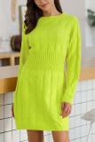 Fashion Daily Adult Solid O Neck Long Sleeve Knee Length Long Sleeve Dress Dresses