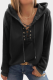 Casual Solid Cross Straps Hooded Collar Tops
