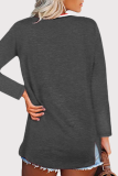 Casual Patchwork Slit Basic V Neck Tops