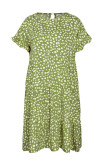 Fashion Street Print Flounce O Neck Printed Dress Dresses