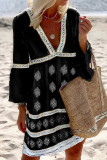 Fashion Casual Print Split Joint V Neck Princess Dresses