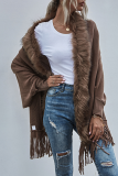 Casual Solid Tassel Split Joint Tops Sweater
