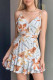 Fashion Sexy Print Backless Flounce V Neck Sling Dresses