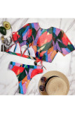 Fashion Vacation Print Split Joint Swimwears Three-piece Set