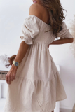 Casual Elegant Solid Split Joint Flounce Off the Shoulder A Line Dresses