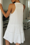 Fashion Street Solid Split Joint Mandarin Collar Sleeveless Dresses