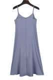 Fashion Casual Solid V Neck Sling Dresses