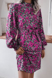 Fashion Casual Print Frenulum Mandarin Collar A Line Dresses