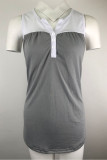 Fashion Casual Solid Split Joint V Neck Tops