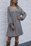 Fashion Casual Solid O Neck Long Sleeve Dress Dresses
